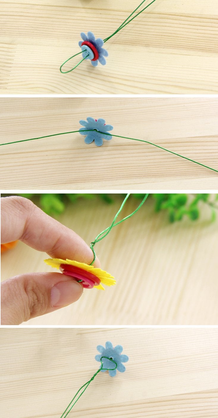Carykon DIY Craft Iron Wire Button Felt Bouquets Kit, Make 40 Flowers (8-Petal Flowers) - Image 2